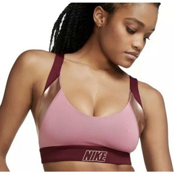 Nike Other - Nike Women's Burgundy & Gold Indy Metallic Low Impact Sports Bra Extra Small NWT